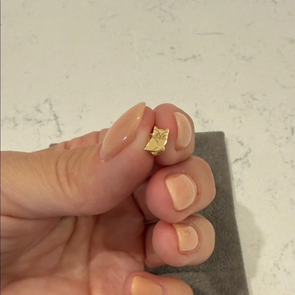 Zoë Chicco 14K Yellow Gold Itty Bitty Symbols Owl Single Stud Earring - Picture 3 of 8